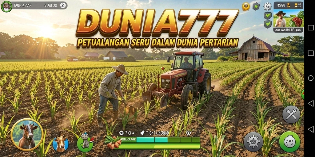 Screenshot gameplay DUNIA777 menampilkan aktivitas bercocok tanam yang seru.