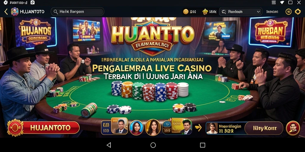 Tampilan gameplay HUJANTOTO dengan dealer langsung dan suasana kasino yang nyata.