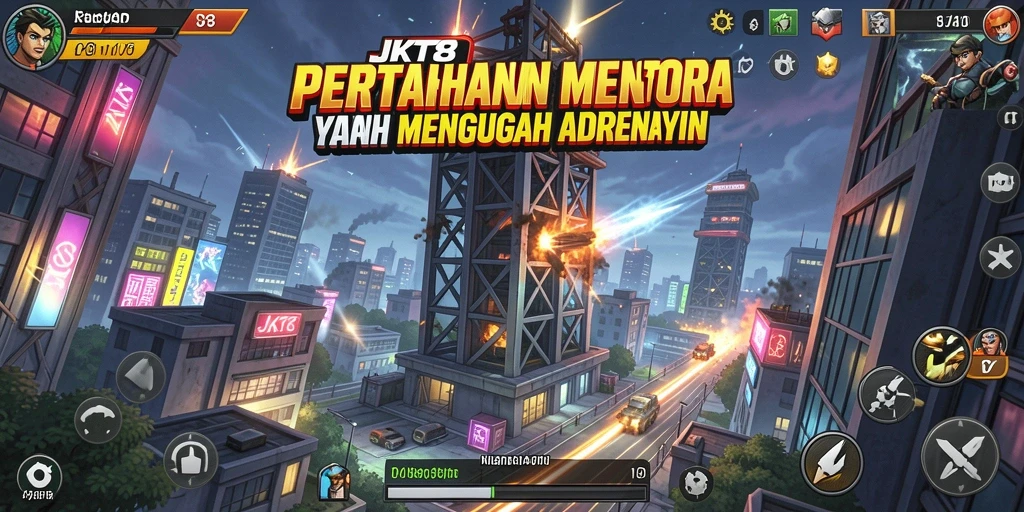 Tampilan gameplay JKT8 yang mendebarkan di Tower Defense.
