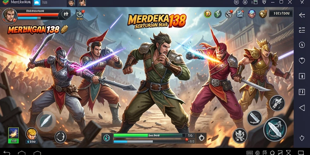 Screenshot dari gameplay seru MERDEKA138 menampilkan pertarungan karakter yang intens.