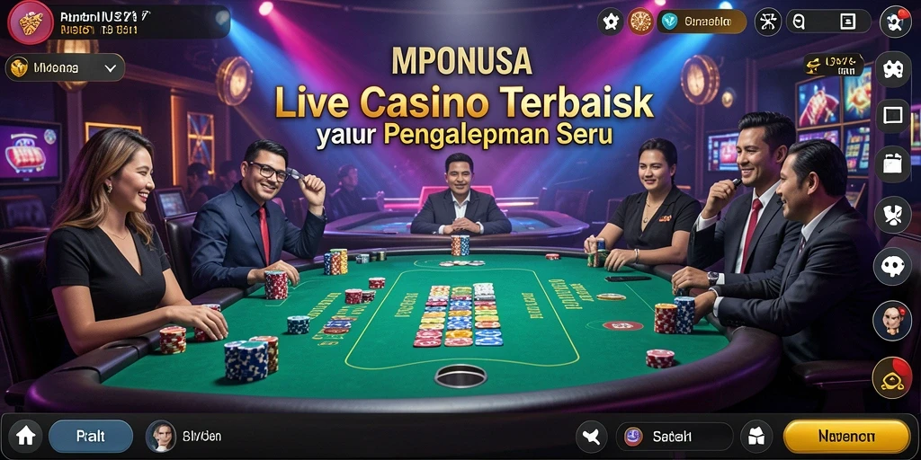 Tampilan gameplay Live Casino yang menegangkan dan interaktif di MPONUSA.