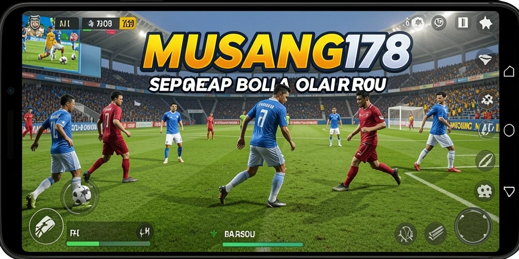 Tampilan gameplay nyata dalam lapangan sepak bola.