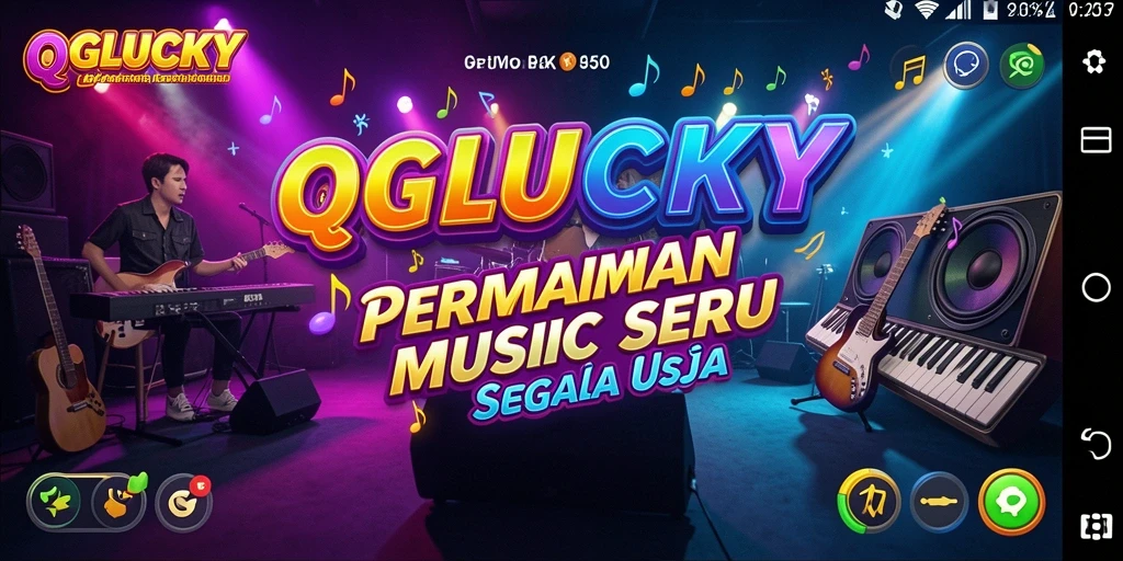 Tampilan screenshot QGLUCKY menampilkan gameplay musik yang interaktif dan menyenangkan.