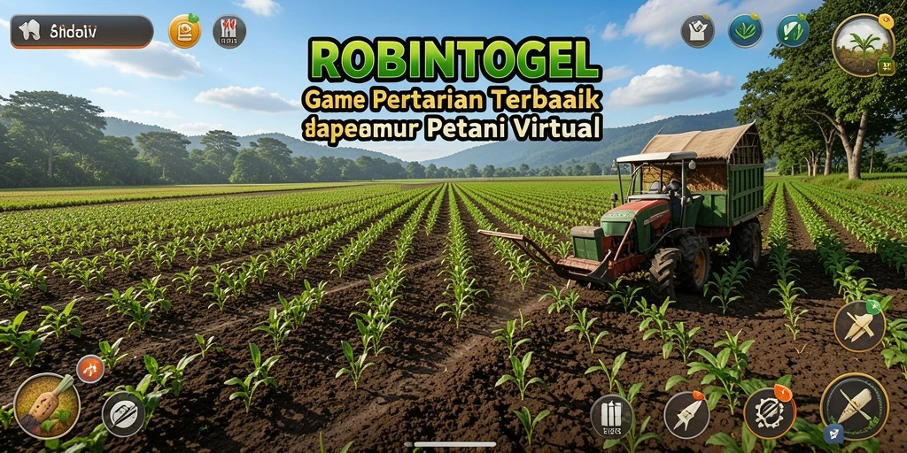 Screenshot gameplay <strong>ROBINTOGEL</strong> menunjukkan aktivitas bercocok tanam yang seru.