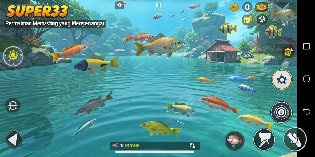 Tampilan gameplay seru dalam SUPER33 dengan pengalaman memancing yang mendebarkan.