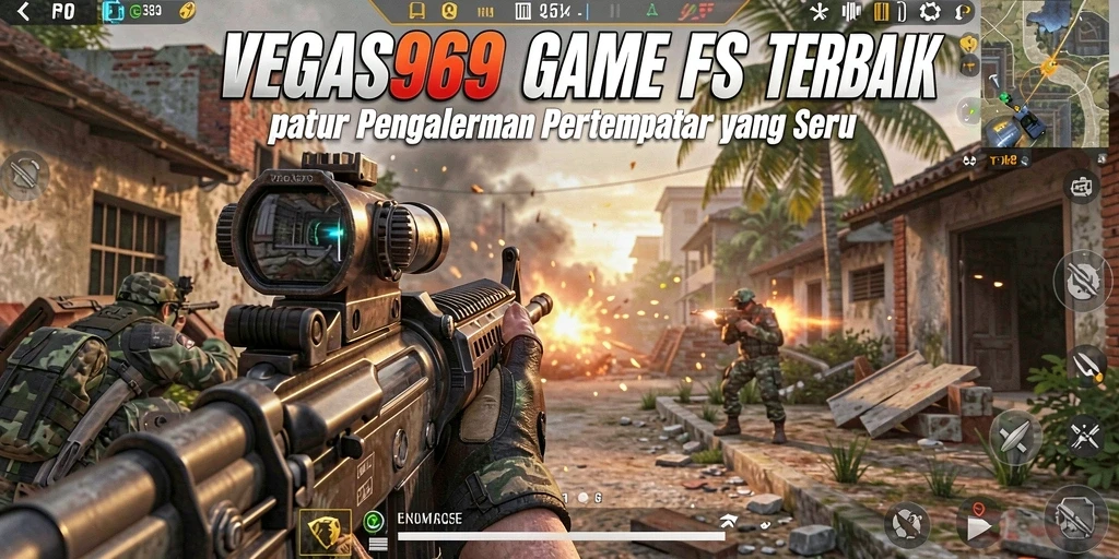 Screenshot utama VEGAS969 menunjukkan aksi menembak yang mendebarkan dalam pertempuran FPS.